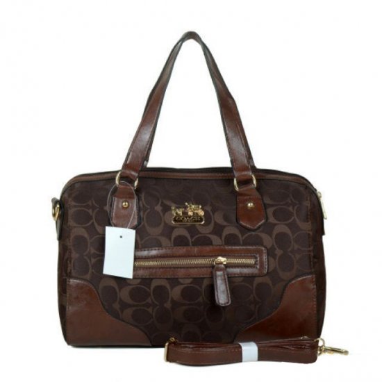 Coach Legacy In Monogram Medium Coffee Totes BZC - Click Image to Close